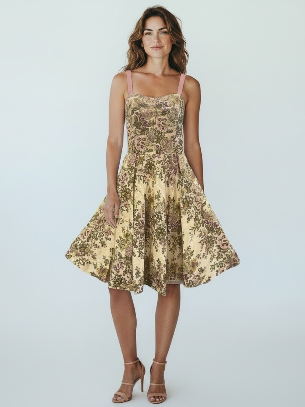 ANTHROPOLOGIE Elevenses Floral Sequin Swing Dress Size 14